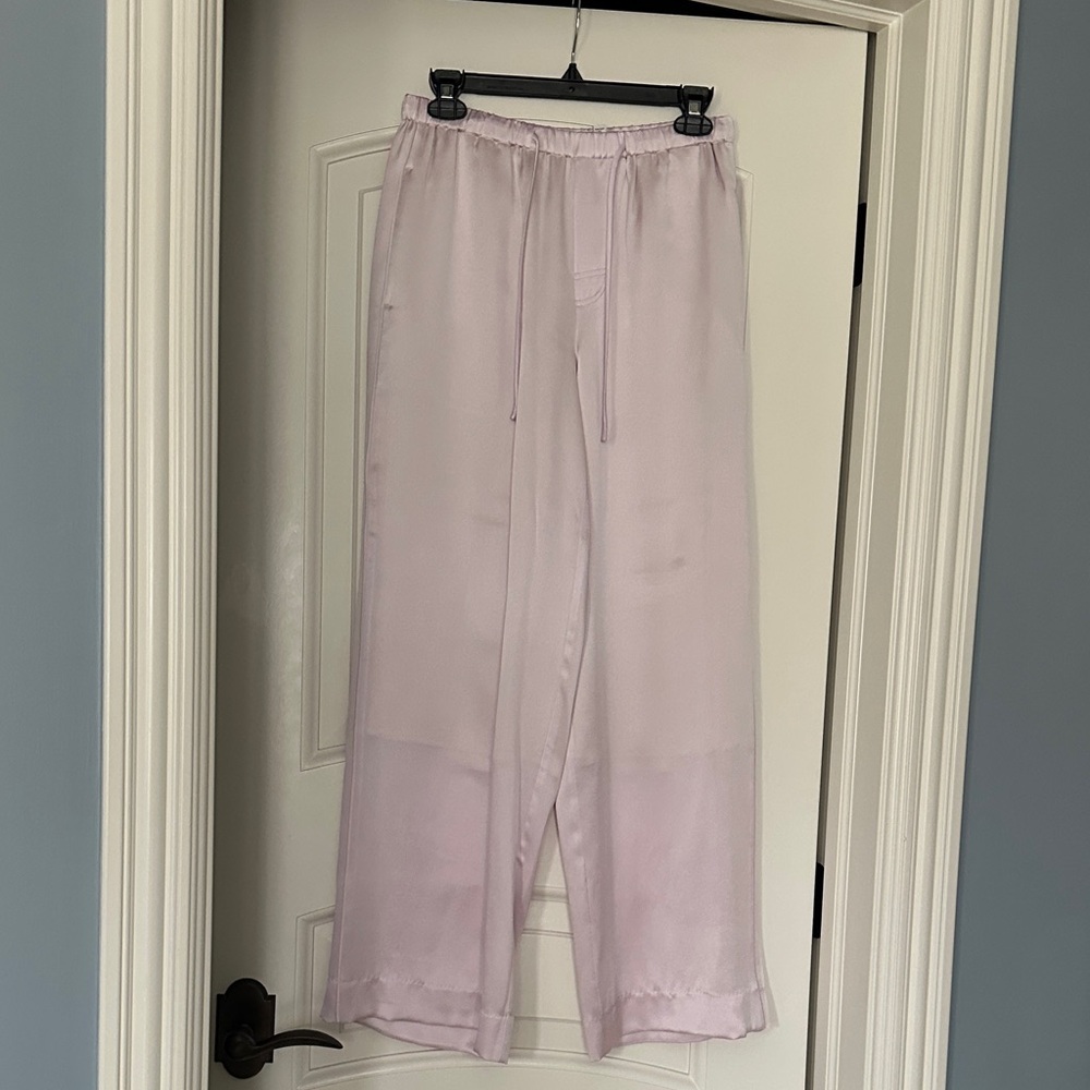 Vince Light Pink Wide Leg Pants 100% silk draw string